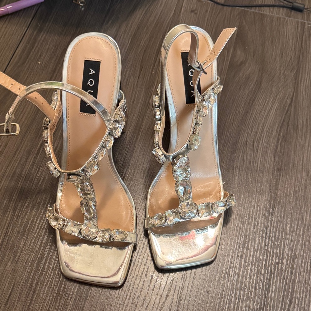 Aqua Shimmering Silver Heels